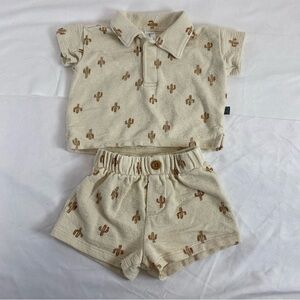 Modern Moments by Gerber Baby Cactus Polo Top & Shorts Set – Size 3–6M
